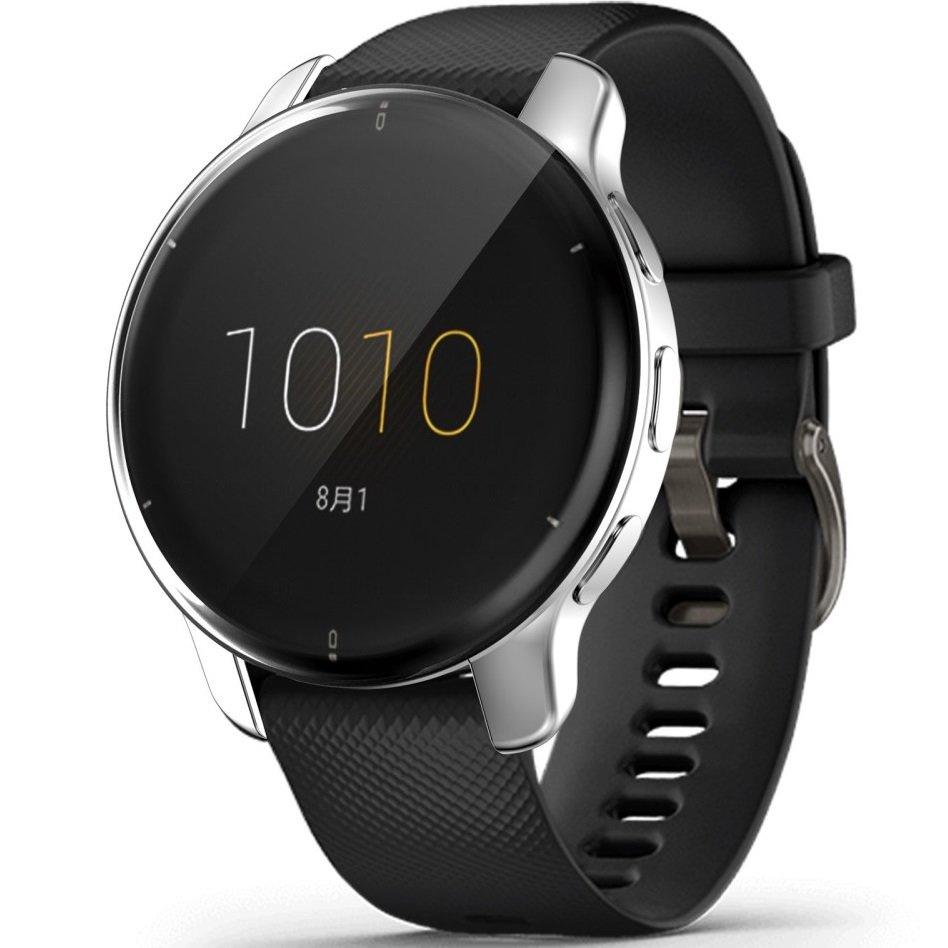2in1 Case with Silicone Screen Protector for Garmin Venu 2 Plus, Silver