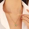 Versatile Necklace with Opal Inlayed Sun Moon Pendant Dainty Collarbone Chain Fashionable Sun Moon Neck Jewelry Ornament