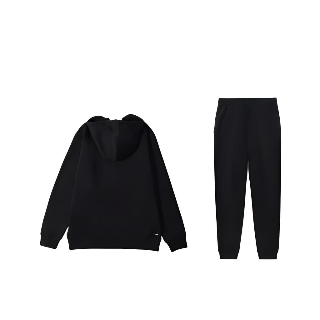 Li Ning Sports Lifestyle Series Letter Logo Print Свободный свитер с капюшоном и длинными рукавами, эластичный пояс, длинные брюки, комплект со свитшотом AKLSC99-1+YWDT337-1