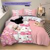 3 шт. Трехцветный розовый комплект постельного белья с принтом Hello Kitty, Мягкое и удобное покрывало-пододеяльник для спальни, гостевой комнаты (Не включено).W104