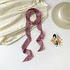 Simple solid color silk scarf, long streamer, slender narrow belt, streamer tied bag, silk scarf tied hair, small ribbon, scarf woman