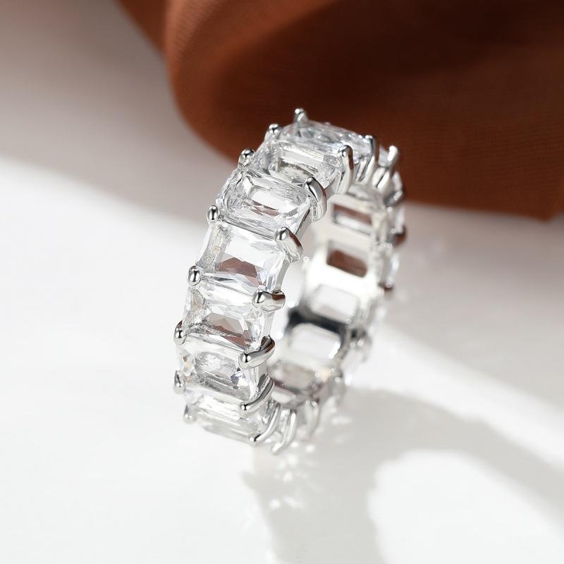 Ring zircon women's colored diamond square ring creative accessories
