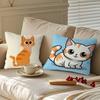 Cute Cartoon Cat Illustration Pillow Gift Home Office Decoration Bedroom Sofa Car Cushion Cover Case 45x45