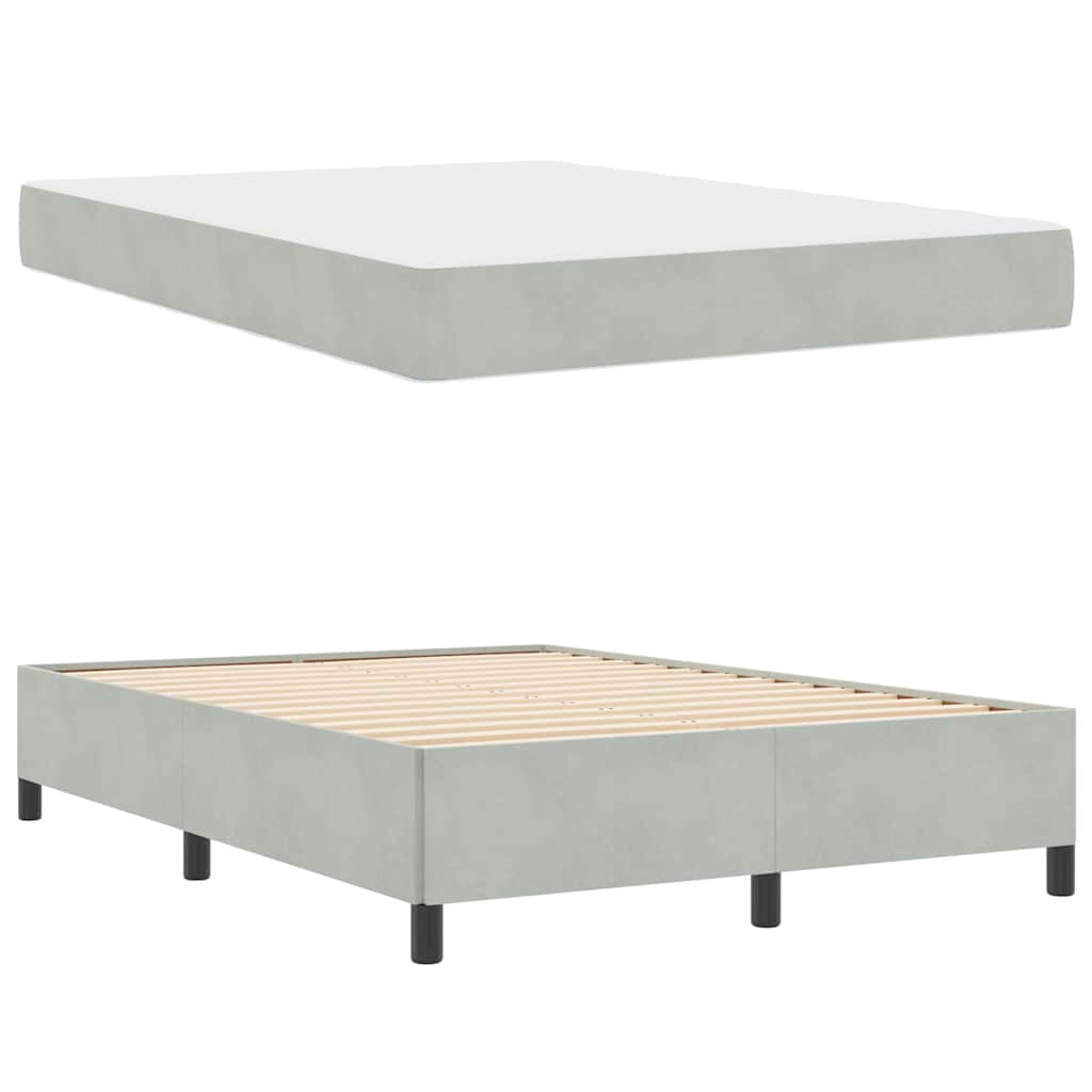 Bed Frame with Mattress Light Grey 140 x 190 cm Fabric