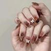 24 Pcs Long Ballet Ice Through Rose Butterfly Summer Pure Desire Fashion Versatile White False Nail Finished Wear Nail