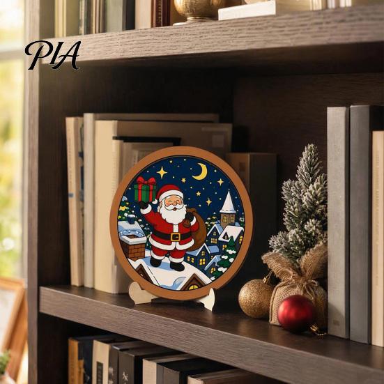 Wooden Christmas Table Decor Ornament DIY Coloring Kit, Kit with Stand, Paint Ornaments for Kids Strip And Brushes, Hand-Colored Holiday Decoration