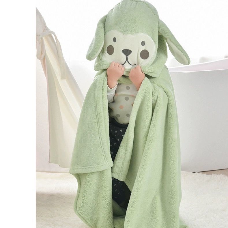 Baby Bath Towel Bathing Coral Fleece Baby Cloak Cloak Children's Hooded Absorbent Soft Skin-friendly Bathrobe
