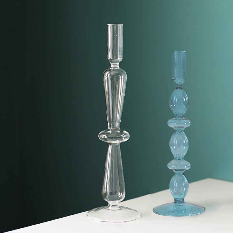 1 шт. Стеклянный подсвечник Ваза для цветов Домашний декор Стеклянный подсвечник Скандинавская ваза для цветов Поделки Винтажный романтический подсвечник