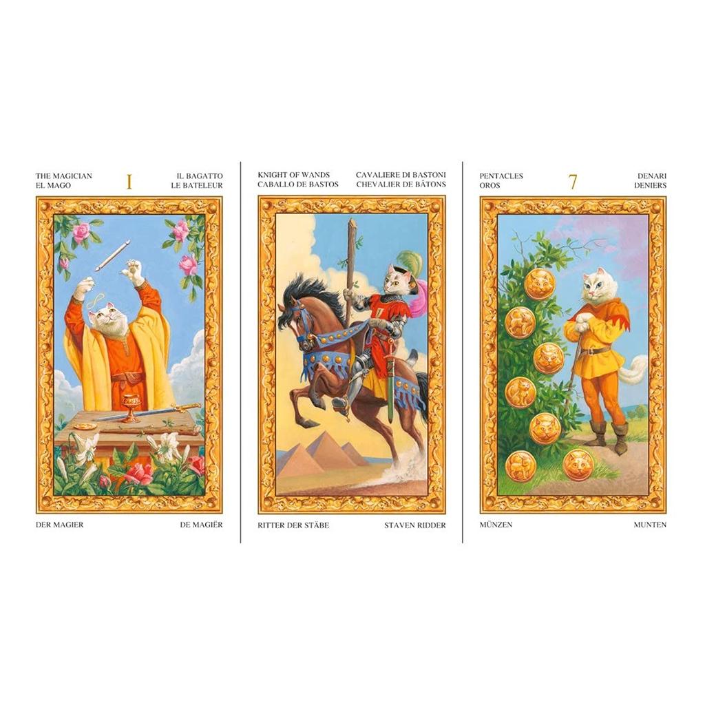 Kancharo Tarot Cards 78 Pieces Tarot Fortune Telling of White Japanese Tarot Cards Basic Instructions Pouch Included [Tarot Cats] & (Genuine Product)