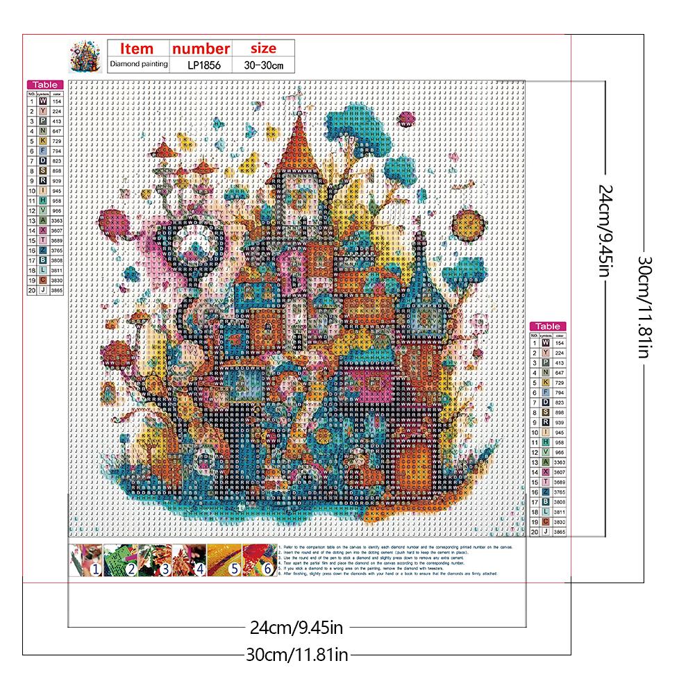 5D DIY Полная круглая дрель Алмазная картина Красочный дом Абстрактная серия Декор