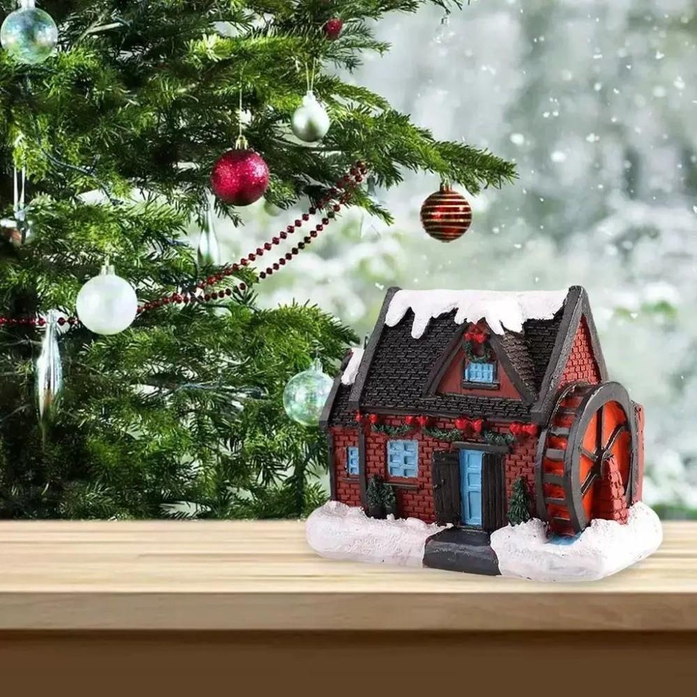 Cute Christmas Glowing Small House Luminous Resin LED Light Snow House Elegant Warm Light House Ornament Home Xmas Decor
