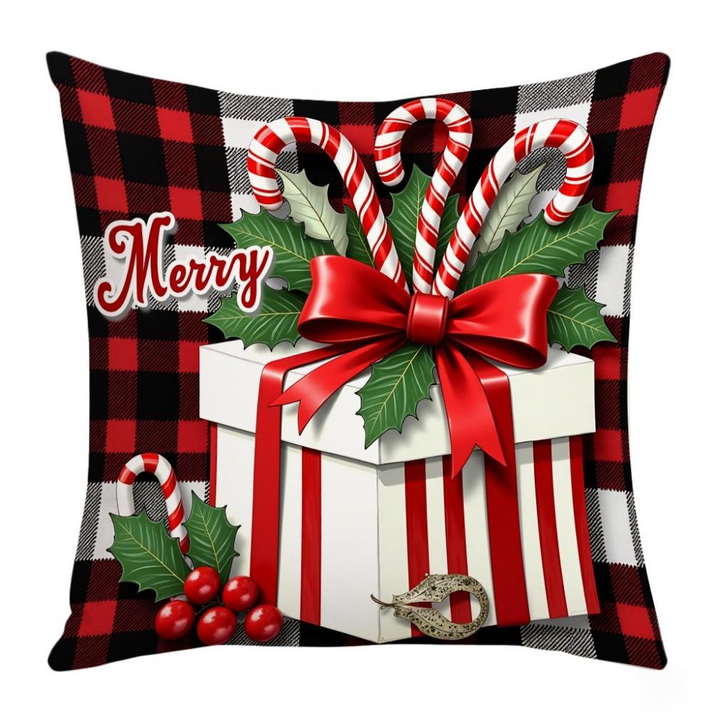 Christmas Cushion Cover Christmas Tree Pattern Santa Claus Cartoon Christmas Pillow Cover 45x45cm Size Snowflake