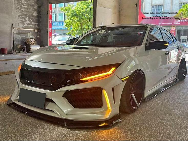 Модели Civic RS (16-21) Широкий обвес для трека: Передний спойлер-губа, задний спойлер, задний диффузор, боковые юбки, спойлер на крышу для FC450.