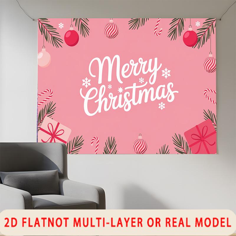 Party Backdrop Christmas Flat Merry Fiber Festive Ornaments Multi Layered Celebrations Photo Booth Background Front Door Decor