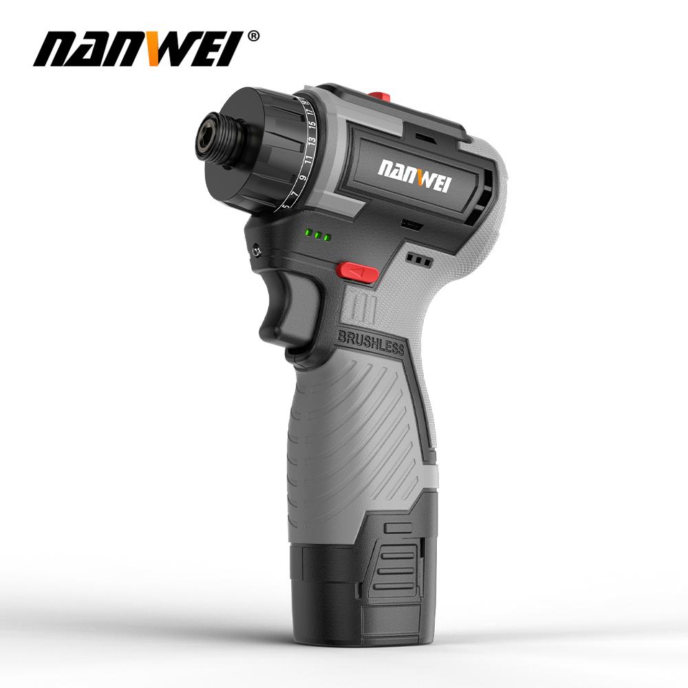 NANWEI 16.8V Lithium-ion Cordless Electric Drill Handheld Universal Electric Brushless Dual-Speed Screwdriver, Multi-functional Cordless Screwdriver