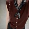 1Pcs Paisley Print Imitation Silk Scarf Breathable Neckerchief Square Scarf  Fashion Accessory