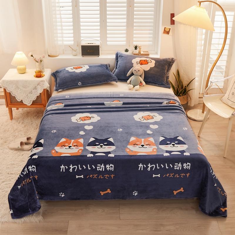 1pc Flannel Fleece Blanket for Beds Flower Printed Coral Fleece Blanket for Winter Warm Thow Blanket Single/Queen/King Plaids