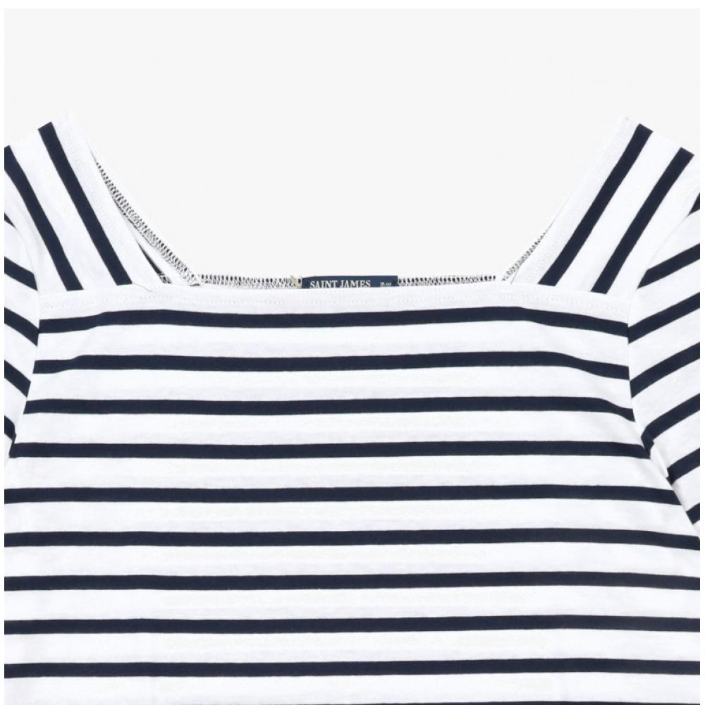 SainT JameS Женская футболка с коротким рукавом Plenef STripe 8952 Neige Marine