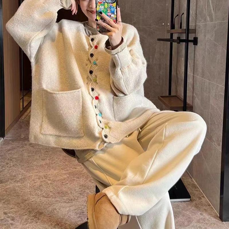 2024 зима, большие размеры, осень, женские однотонные свитера на пуговицах, куртка, вязаная мода, оверсайз, повседневный стиль, свободный кардиган, свитер