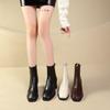 Coarse heel square head short boots, thick sole heightened white velvet small short boots for women's 2025 autumn and winter new Korean version versat