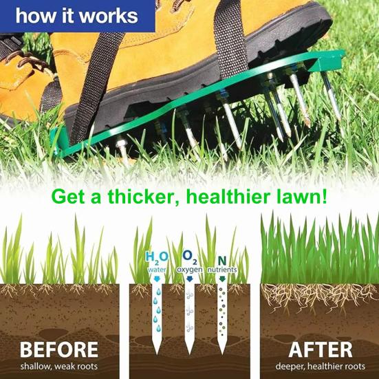 Обувь для аэрации газона с ремнями, регулируемая конструкция, предварительно собранные прочные сандалии с шипами, инструменты для аэрации газона