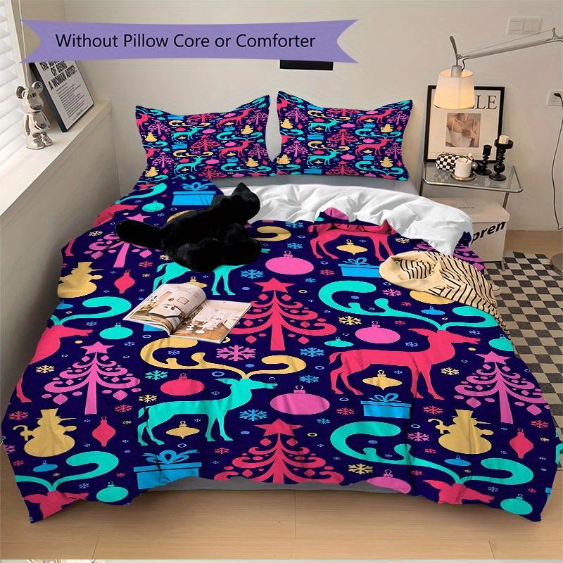 3pcs set Christmas Festive 1 Quilt Cover + 2 Pillowcases, All Seasons Bedroom Setting, Perfect for Home and Dorm Decor a181