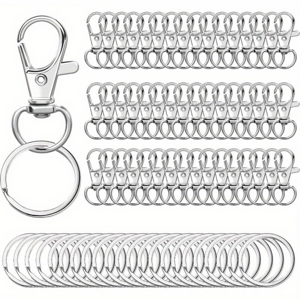 100PCS Gold Swivel Clasps Lanyard Snap Hooks with Key Rings, Key Chain Clip Hooks Lobster Claw Clasps for Keychains Jewelry DIY Crafts