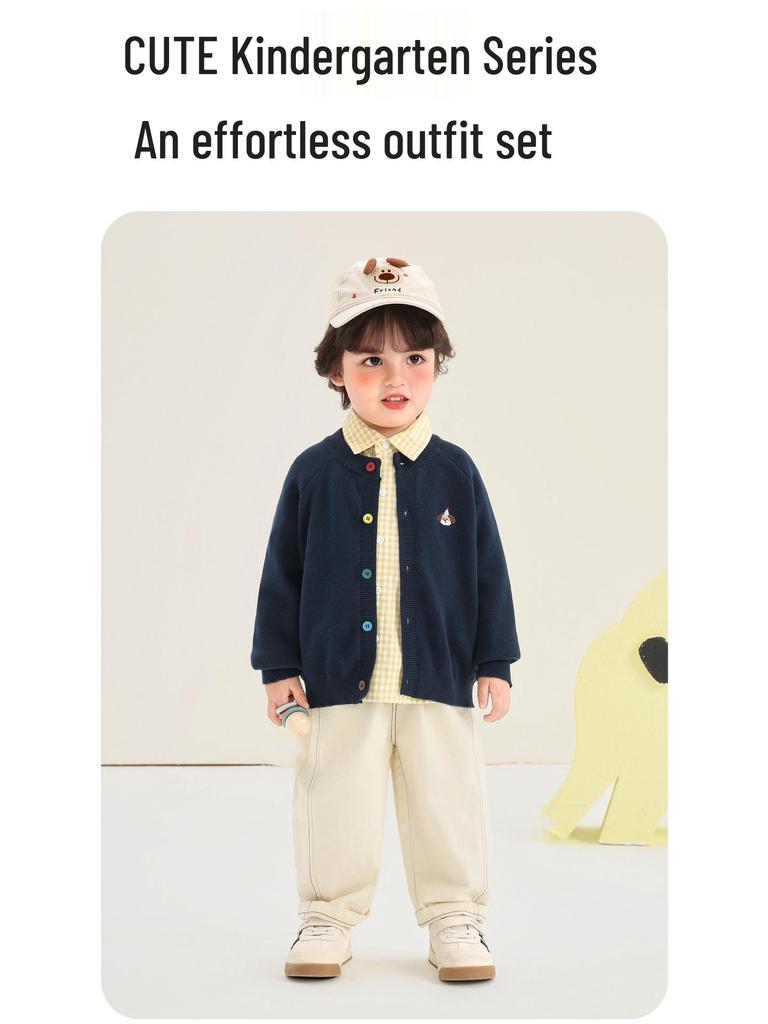 Детский вязаный кардиган Kaka Panda - Весенний наряд для мальчиков и девочек, Повседневный топ для малышей на весну и осень