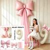 5-Piece DIY Bowknot Birthday Background Decoration Balloon Set Includes 40inch Cream White Number Foil Balloons 0-9 Light Pink Bowknot Balloons with