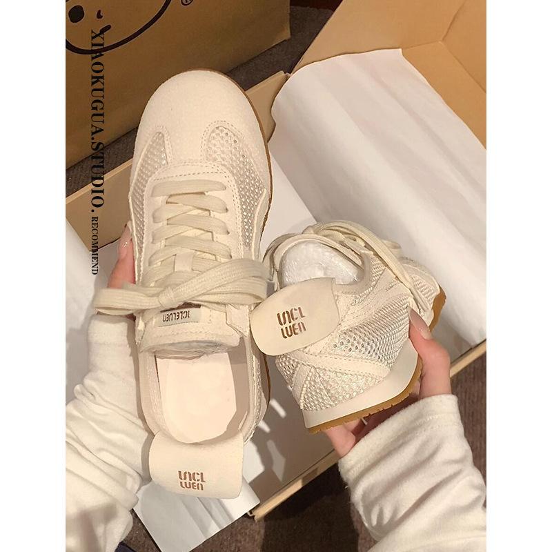 Сетчатые дышащие тренировочные кроссовки Forrest Gump женские 2025 новая летняя плоская белая обувь ретро повседневная спортивная обувь