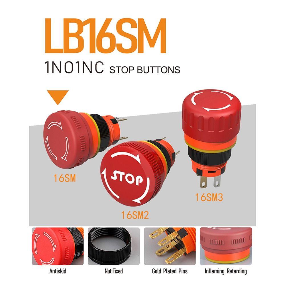 1Pcs 6Amp Current Mushroom Emergency Stop Switch  for Emergency Stop Control