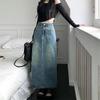 Hong Kong Retro High-Waist Denim A-Line Skirt (Women's Spring 2023)