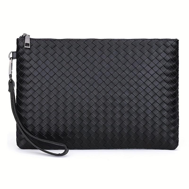 Men Casual Black Wristlet, Large Card Slot Wallet, Business Leisure Office Handbag, Mobile Phone and ID Storage Pouch