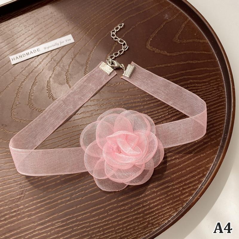 Organza Necklace Women Lace Neckline Flower Rose Necklace Party Sexy Jewelry