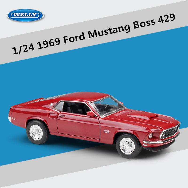 WELLY 1:24 Ford Mustang 1969 Boss 429 Alloy Sports Car Model Diecasts Metal Toy Racing Car Model Simulation Kids Gift Decoration
