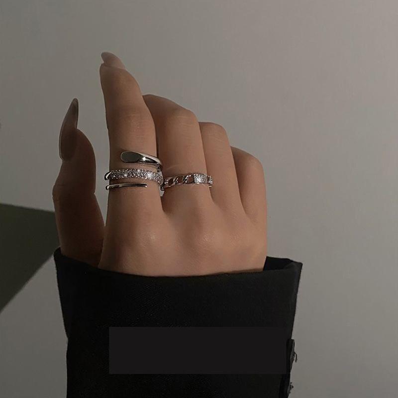 Серебряный цвет геометрические обмотки открытые кольца для женщин мужчин Y2K изысканные блестящие индивидуальные кольца на палец ювелирные изделия подарок на вечеринку