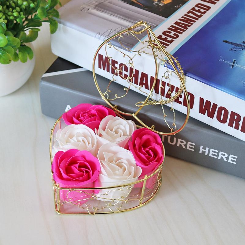 1PC Soap Flower Simulated Flower Valentine's Day Gift Rose Heart Box