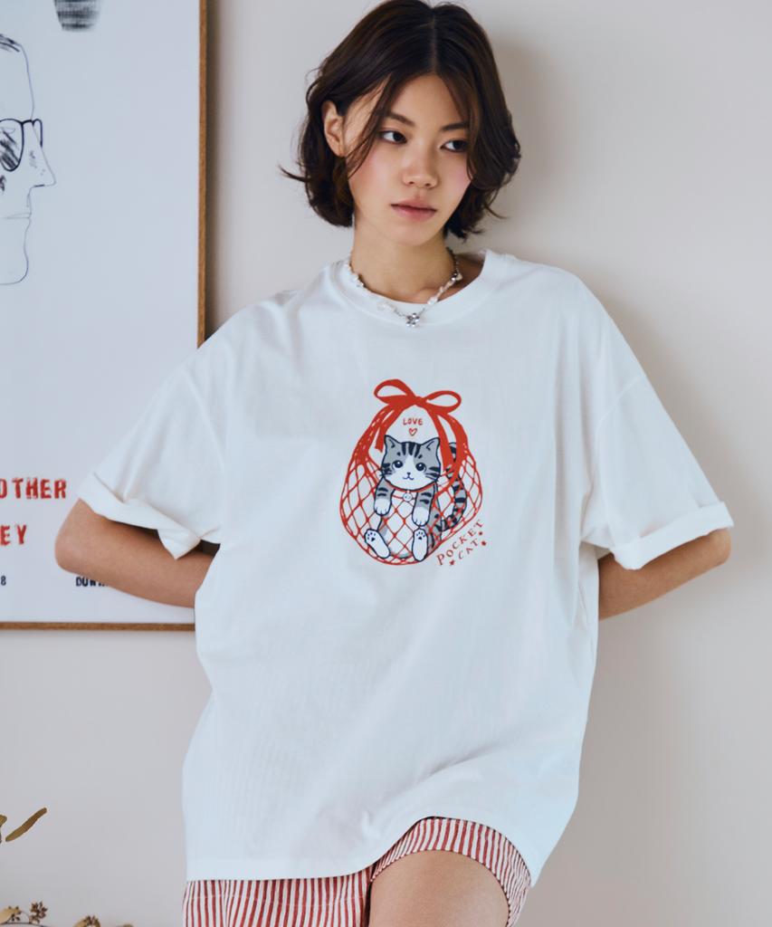 CPGN STUDIO Pocket Love Cat Short Sleeve Tee Cream