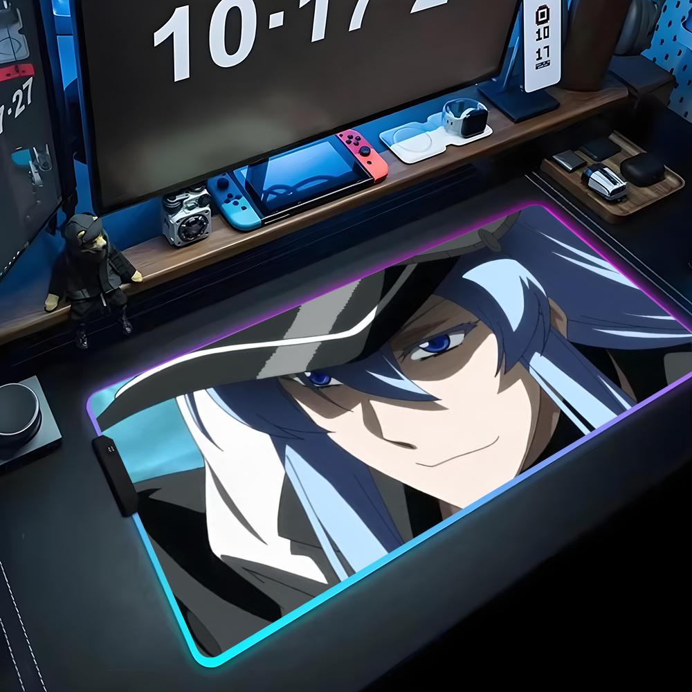 Esdeath Коврик для мыши RGB Игровой коврик для мыши Большой светодиодный коврик Настольный коврик для ПК Светящийся коврик для мыши Большие коврики для клавиатуры Настольный ковер с подсветкой