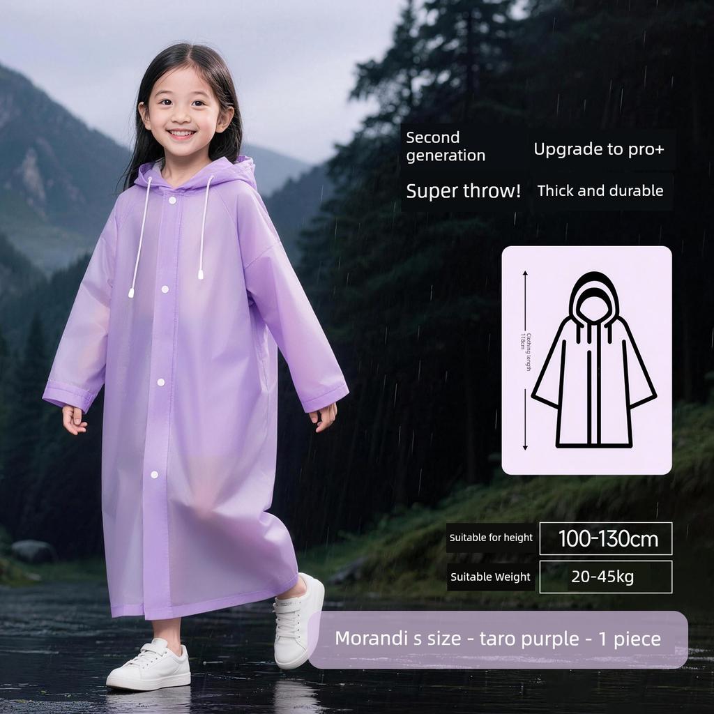 Disposable Children's Raincoat for School Use, Morandi Color, Travel Portable, Thickened, Rainstorm-Proof Poncho That Can Be Carried as a Backpack