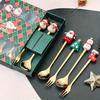 Christmas Themed Cutlery Set Stainless Steel Creative Cartoon Knife Fork Spoon 2/4/6pcs Set Holiday Gift Cutlery Decoration