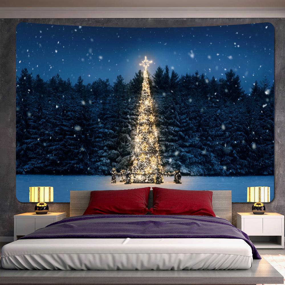 Домашний декор, Рождественский гобелен с принтом снега, хиппи, психоделическое украшение в стиле бохо, настенное украшение для рождественской елки