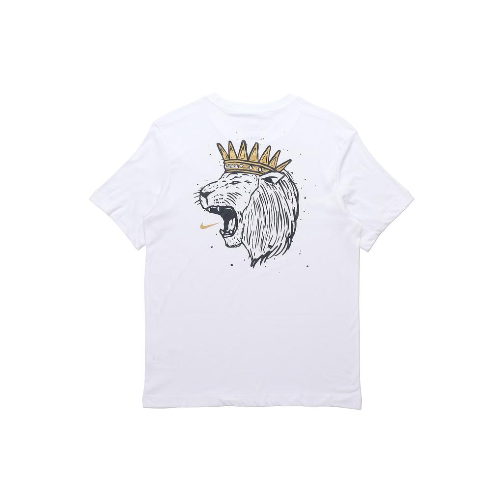 Nike Lion Print Basketball Sports Crew Neck Short Sleeve T-Shirt Men Tops White DD0784-100