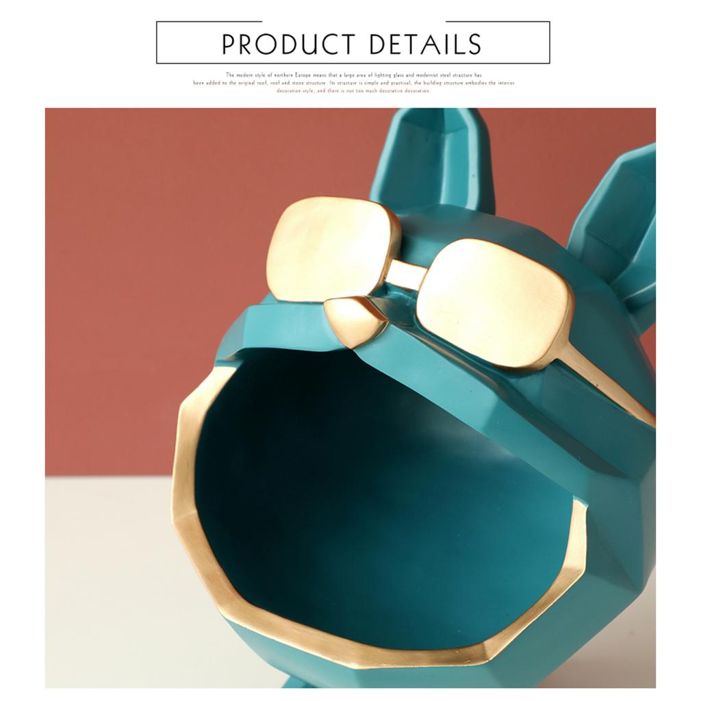 Dog Resin Sculpture Cool Dog Big Mouth Animal Statue for Decor with Storage Box for Key Holder Dog Figurine Ornament Decor Gift