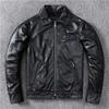 Classic First Layer Fine Sheepskin Leather Jacket Men's Slim Fit Leather Jacket Lapel Jacket