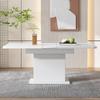 Flieks Dining Table Wood, Extendable Dining Room Table with Storage, White