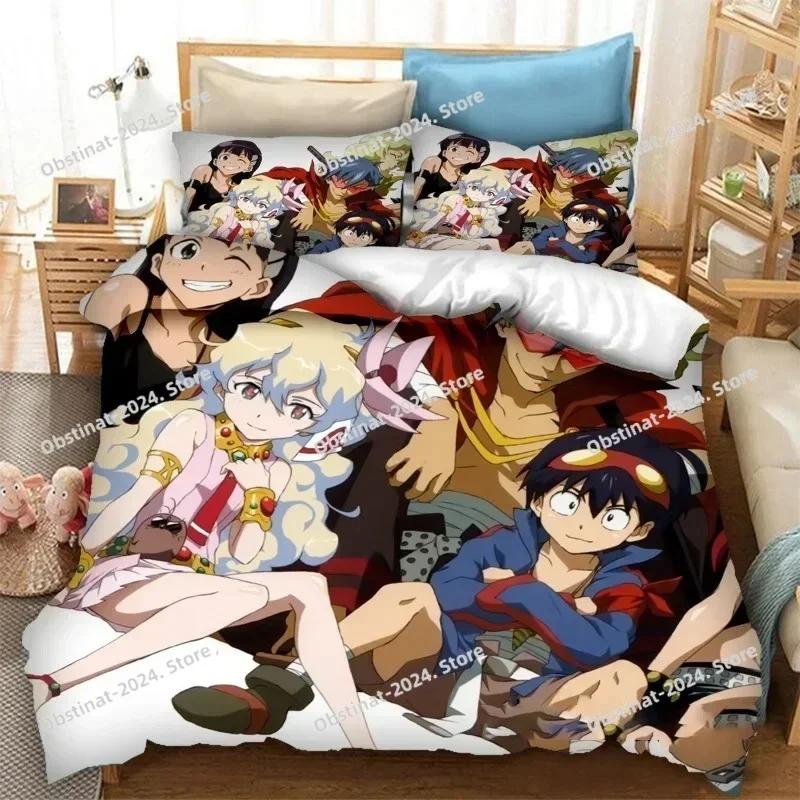 3D Аниме Tengen Toppa Gurren Lagann Камина Комплект постельного белья Печатное одиночное одеяло Пододеяльник Наволочка 3 предмета Детский Взрослый Размер