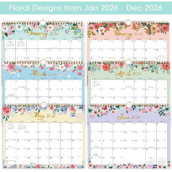 2026 Calendar - 2026 Wall Calendar, 11" x 8.5", JAN.2026 -DEC.2026, 12 Monthly Wall Planner Large, Hanging Hook, Wall Calendar With Twin-Wire Binding