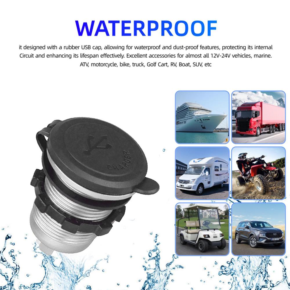 Автомобильное зарядное устройство USB 12 В/24 В, порты PD3.0 и QC3.0 Type-C, водонепроницаемое, со светодиодным сенсорным переключателем, 115 Вт, автомобильный мото-адаптер для быстрой зарядки