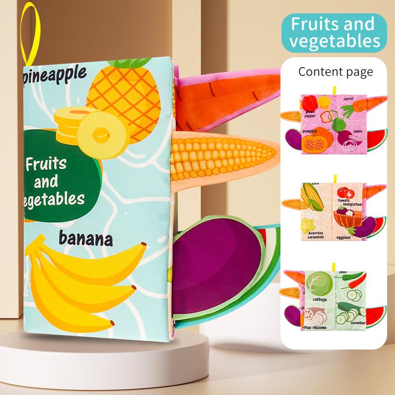 Touch and Feel Crinkle Book for 0+ Months Early Development Interactive Soft Toy for Baby Strollers